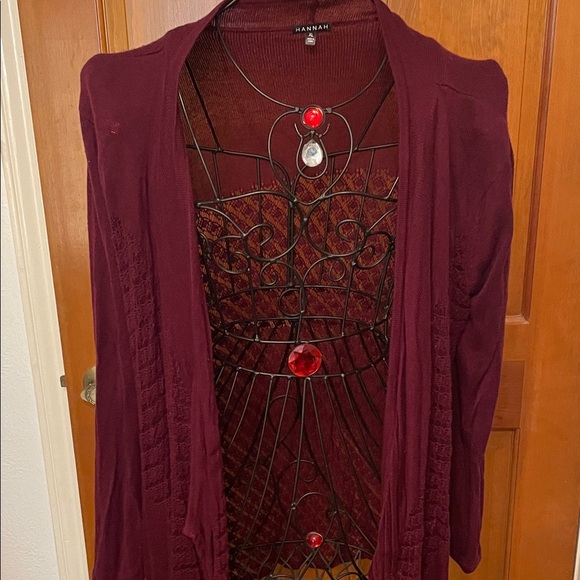 🐟🐟🐟BOGOHO 🐟🐟🐟Women's Burgundy Sweater Cardigan-XL - Picture 2 of 11